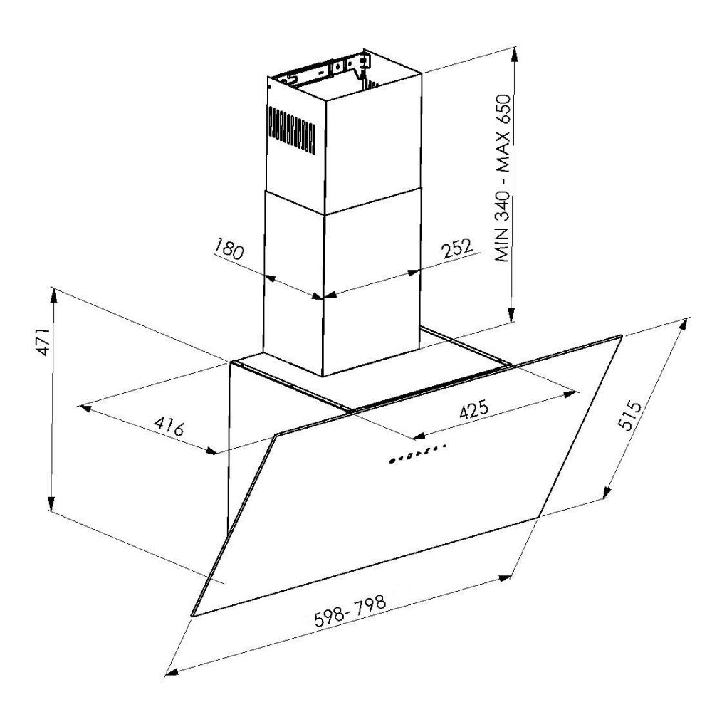 Miro 60cm Angled Chimney Hood SIGMA-275830 - Black Miro 60cm Angled Chimney Hood SIGMA-275830 - Black