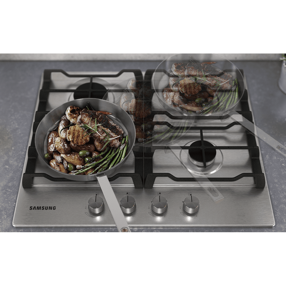 Samsung 60cm Four Burner Gas Hob NA64D3010AS/U1 - Stainless Steel Samsung 60cm Four Burner Gas Hob NA64D3010AS/U1 - Stainless Steel