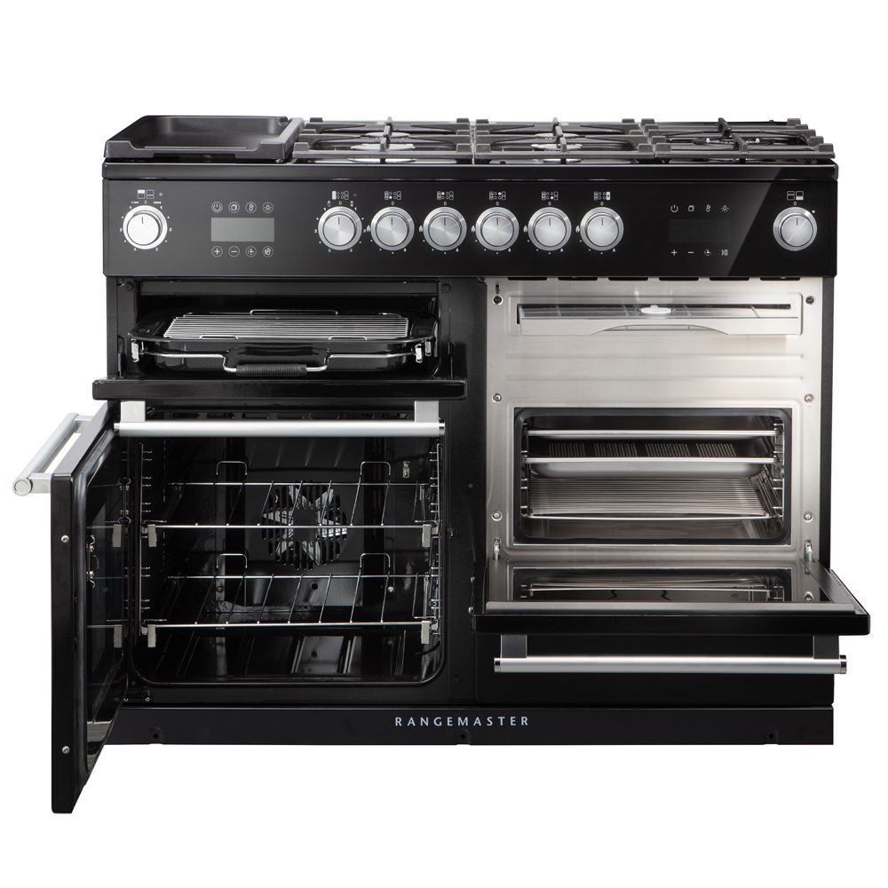 Rangemaster Nexus 110cm Dual Fuel Range Cooker With Steam 119760 NEX110SODFFBL/C - BLACK Rangemaster Nexus 110cm Dual Fuel Range Cooker With Steam 119760 NEX110SODFFBL/C - BLACK