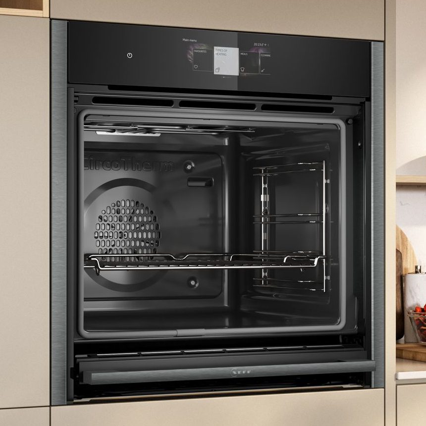 Neff N90 Slide & Hide Pyrolytic Multifunction Single Oven B64CT73G0B - Graphite Neff N90 Slide & Hide Pyrolytic Multifunction Single Oven B64CT73G0B - Graphite