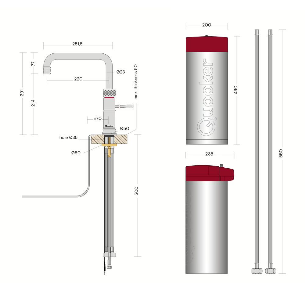 Quooker CFNSPTB Combi Classic Fusion Square 3-in-1 Boiling Water Tap COMBI 2.2 CLASSIC FUSION SQUARE PTN - PATINATED BRASS. Quooker CFNSPTB Combi Classic Fusion Square 3-in-1 Boiling Water Tap COMBI 2.2 CLASSIC FUSION SQUARE PTN - PATINATED BRASS.
