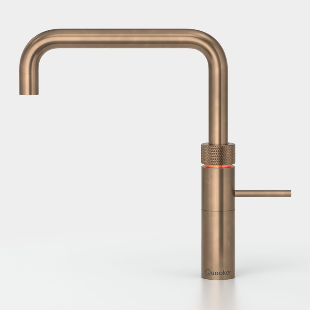 Quooker Square Fusion 3-in-1 Boiling Water Tap PRO3 FUSION SQUARE PTN FNSPTB - Patinated Brass