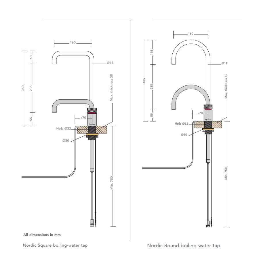 Quooker Square Nordic Boiling Water Tap PRO3 NORDIC SQUARE CH NSSCHR - Chrome Quooker Square Nordic Boiling Water Tap PRO3 NORDIC SQUARE CH NSSCHR - Chrome