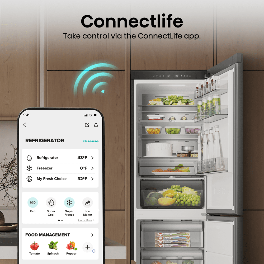 Hisense 60cm KitchenFit Frost Free Fridge Freezer RB3K330SAFC - Black Hisense 60cm KitchenFit Frost Free Fridge Freezer RB3K330SAFC - Black
