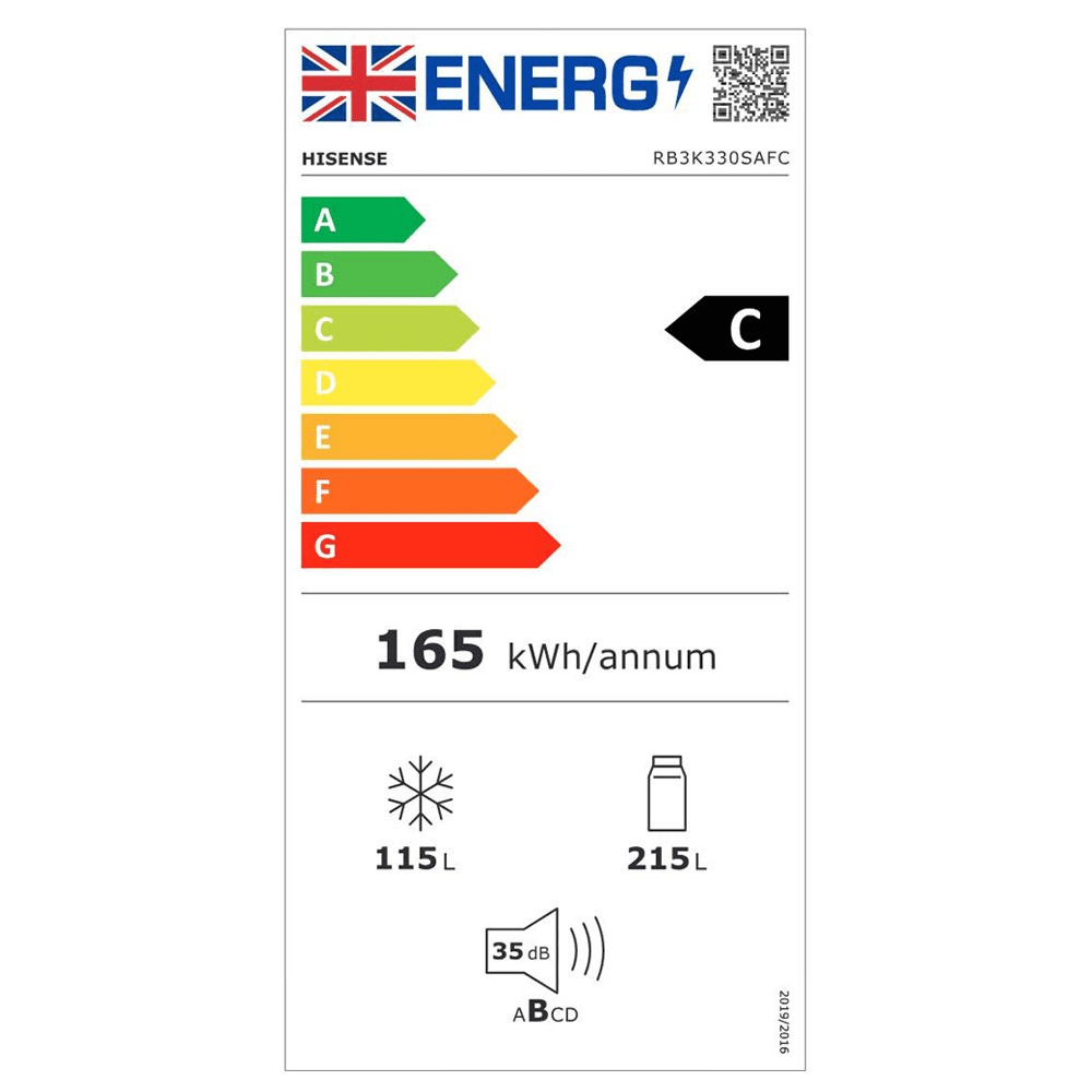 Hisense 60cm KitchenFit Frost Free Fridge Freezer RB3K330SAFC - Black Hisense 60cm KitchenFit Frost Free Fridge Freezer RB3K330SAFC - Black
