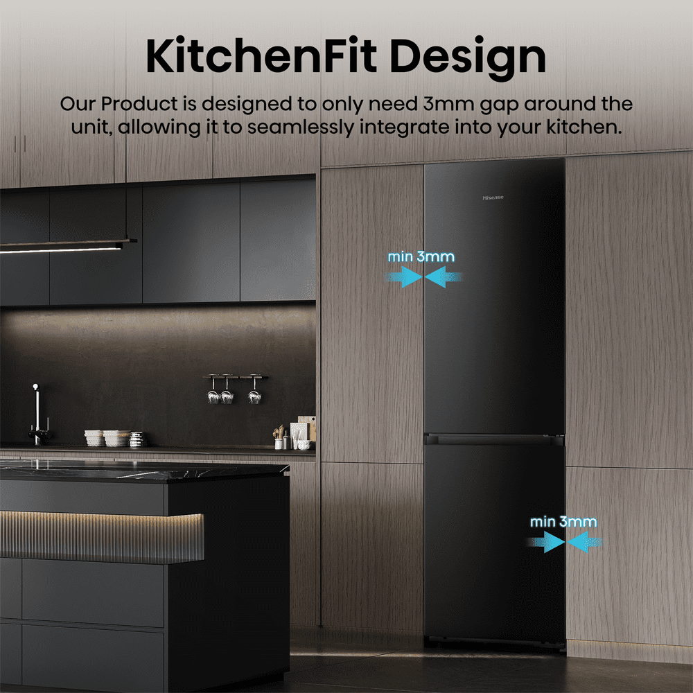 Hisense 60cm Frost Free KitchenFit Fridge Freezer RB5K330GSFC - Black Steel Hisense 60cm Frost Free KitchenFit Fridge Freezer RB5K330GSFC - Black Steel