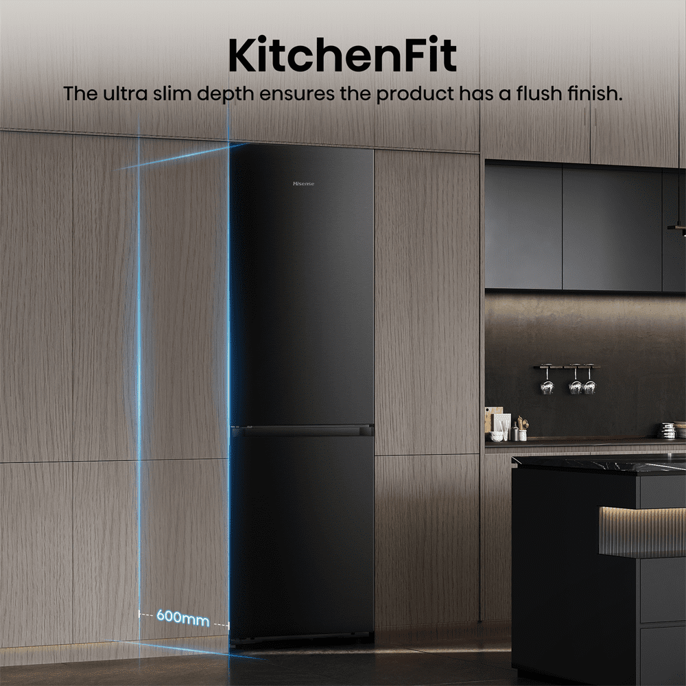 Hisense 60cm Frost Free KitchenFit Fridge Freezer RB5K330GSFC - Black Steel Hisense 60cm Frost Free KitchenFit Fridge Freezer RB5K330GSFC - Black Steel