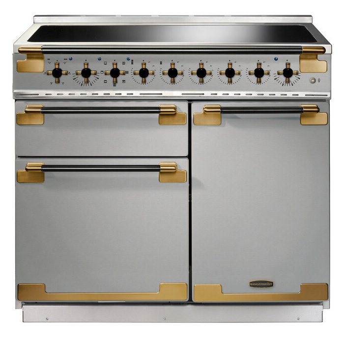 Rangemaster  Elise Luxe 100cm Black Edition Induction Range Cooker With Antique Brass Trim /BE ELS100EISS/BE - Stainless Steel