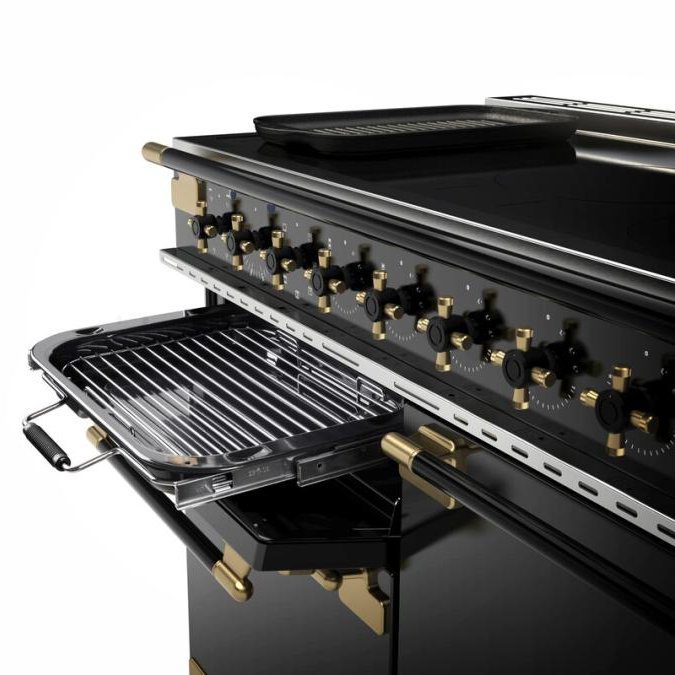 Rangemaster Elise Luxe 110cm Black Edition Induction Range Cooker With Antique Brass Trim ELS110EIGB/BE - Black Rangemaster Elise Luxe 110cm Black Edition Induction Range Cooker With Antique Brass Trim ELS110EIGB/BE - Black