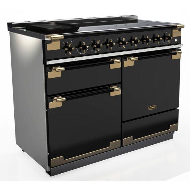 Rangemaster Elise Luxe 110cm Black Edition Induction Range Cooker With Antique Brass Trim ELS110EIGB/BE - Black Rangemaster Elise Luxe 110cm Black Edition Induction Range Cooker With Antique Brass Trim ELS110EIGB/BE - Black