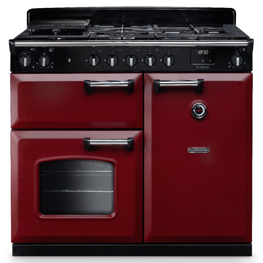 Rangemaster  Classic 100cm Dual Fuel Range Cooker Chrome Trim 14192 CL100DFPBOR/CM1 - Bordeaux