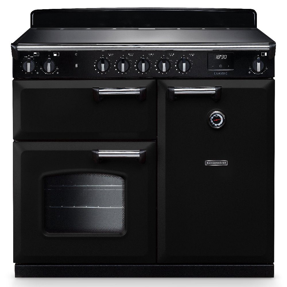 Rangemaster  Classic 100cm Induction Range Cooker Chrome Trim 14205 CL100EIPGBL/CM1 - Black