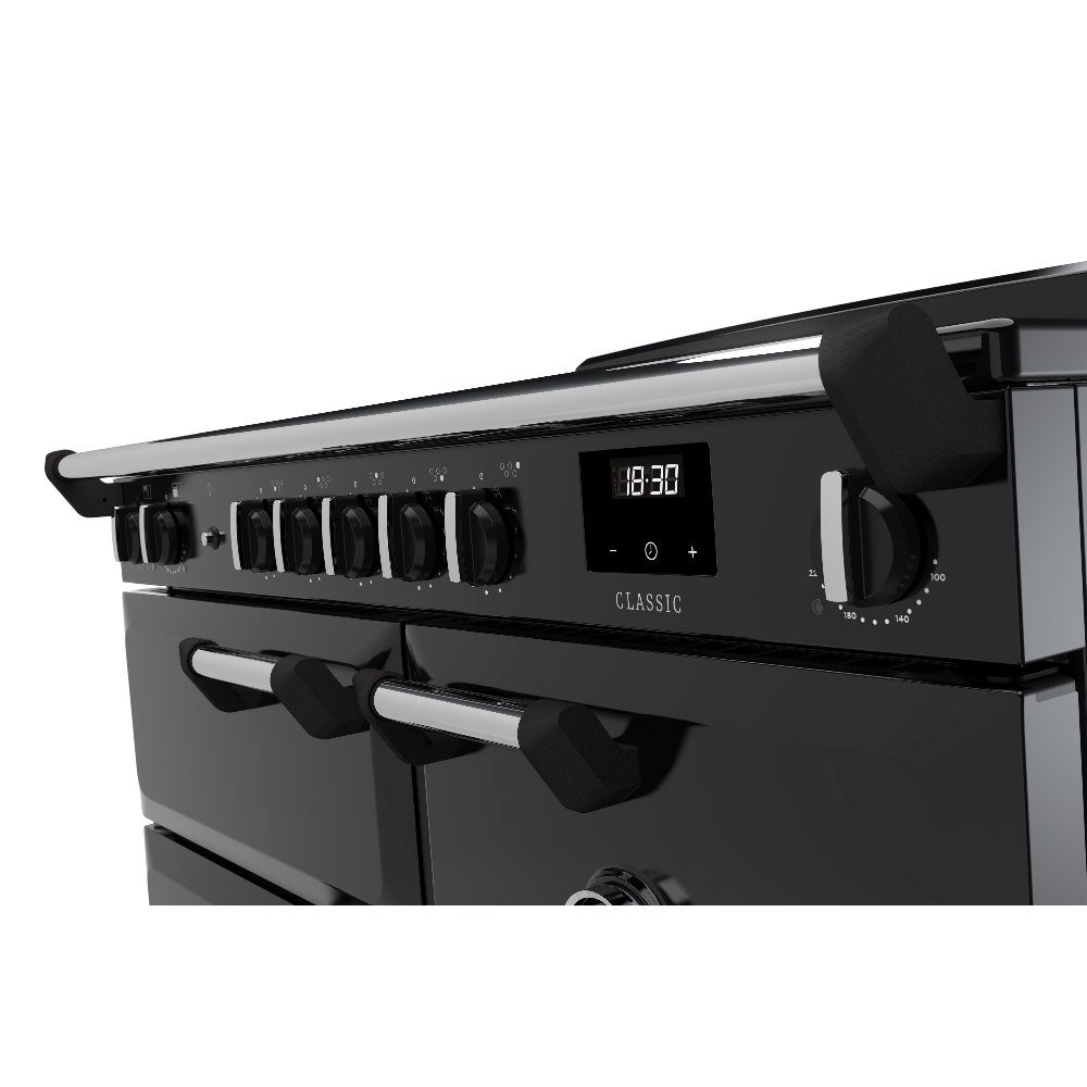 Rangemaster Classic 100cm Induction Range Cooker Chrome Trim 14205 CL100EIPGBL/CM1 - Black Rangemaster Classic 100cm Induction Range Cooker Chrome Trim 14205 CL100EIPGBL/CM1 - Black
