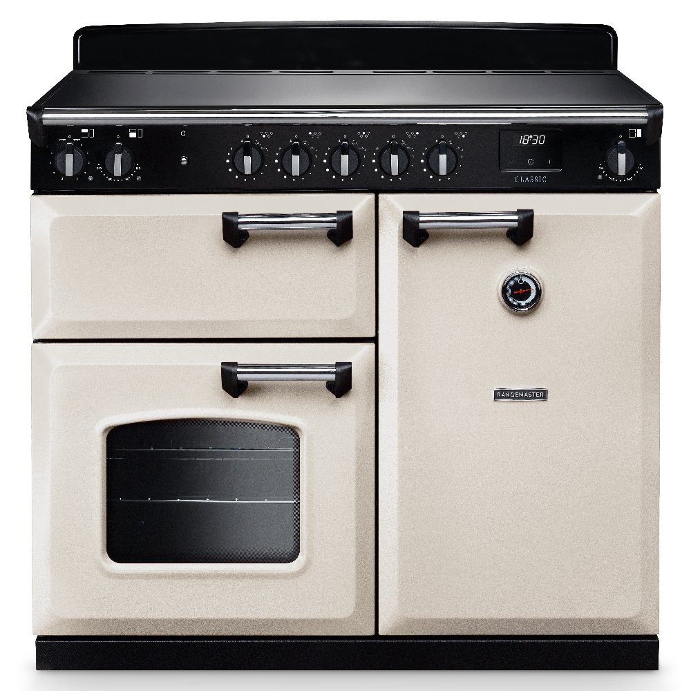 Rangemaster  Classic 100cm Induction Range Cooker Chrome Trim 14206 CL100EIPPCR/CM1 - Pale Cream
