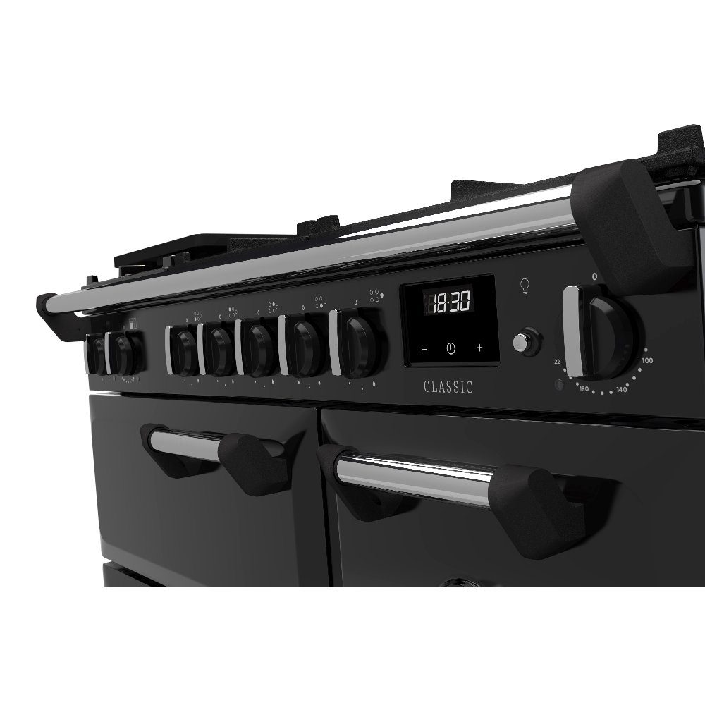 Rangemaster Classic 90cm Dual Fuel Range Cooker Chrome Trim 14150 CL90DFPGBL/CM1 - Black Rangemaster Classic 90cm Dual Fuel Range Cooker Chrome Trim 14150 CL90DFPGBL/CM1 - Black