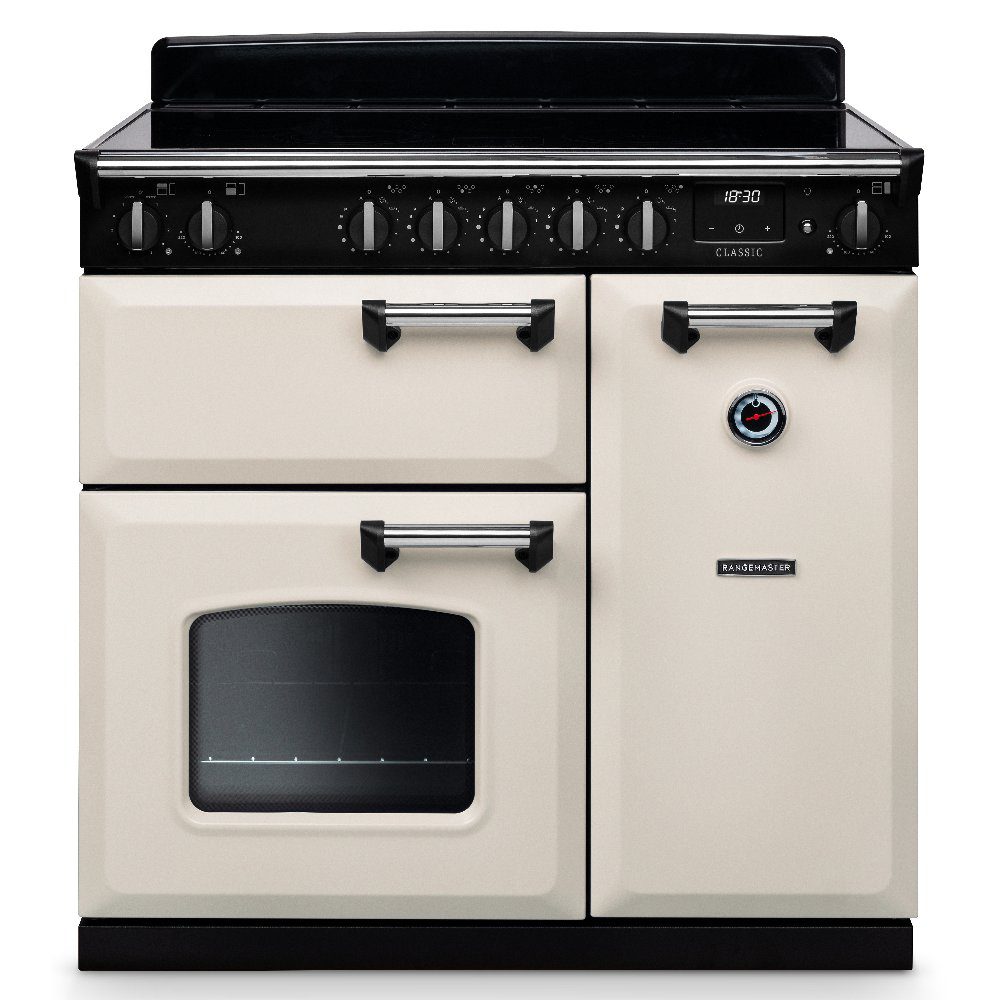 Rangemaster  Classic 90cm Induction Range Cooker Chrome Trim 14176 CL90EIPPCR/CM1 - Pale Cream