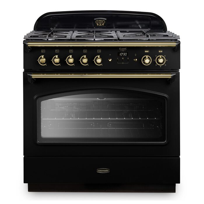 Rangemaster  Classic FX 90cm Dual Fuel Range Cooker 12832 CLAS90FXDFFBL/B - Black