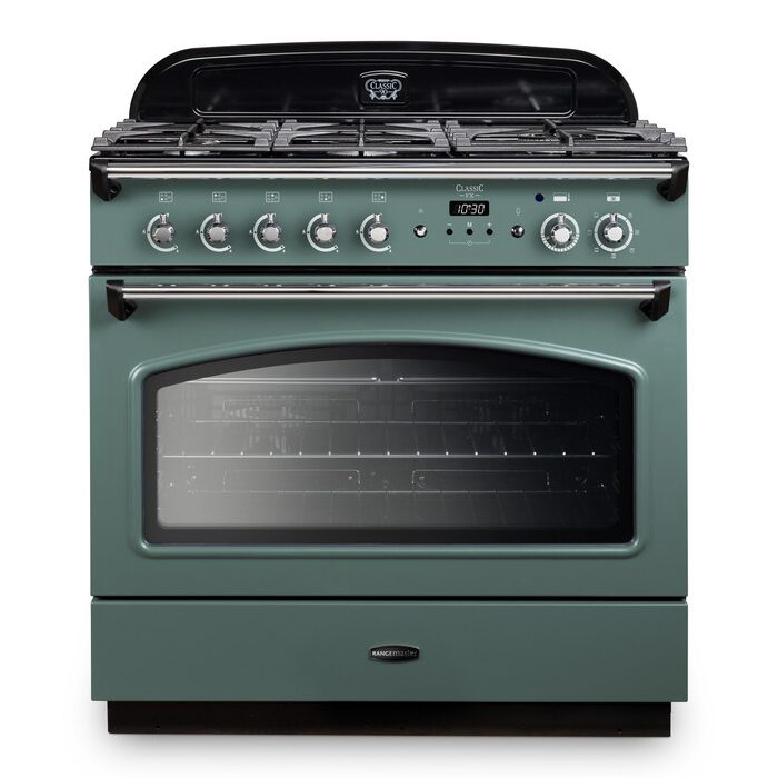 Rangemaster  Classic FX 90cm Dual Fuel Range Cooker 12825 CLAS90FXDFFMG/C - MINERAL GREEN