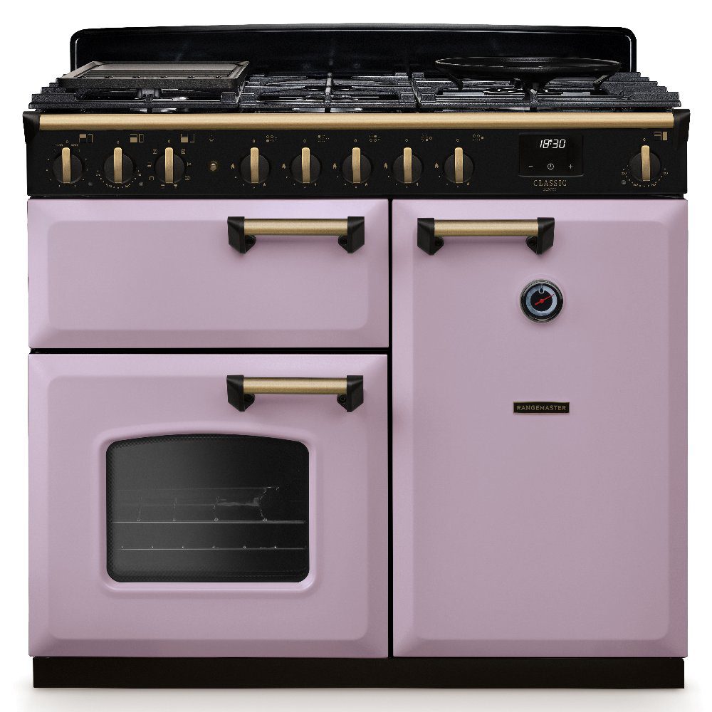 Rangemaster  Classic Deluxe 100cm Dual Fuel Range Cooker Antique Brass Trim 18409 CLDL100DFPHTH/AB1 - Heather