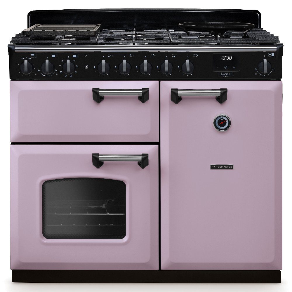 Rangemaster  Classic Deluxe 100cm Dual Fuel Range Cooker Chrome Trim 17811 CLDL100DFPHTH/CM1 - Heather