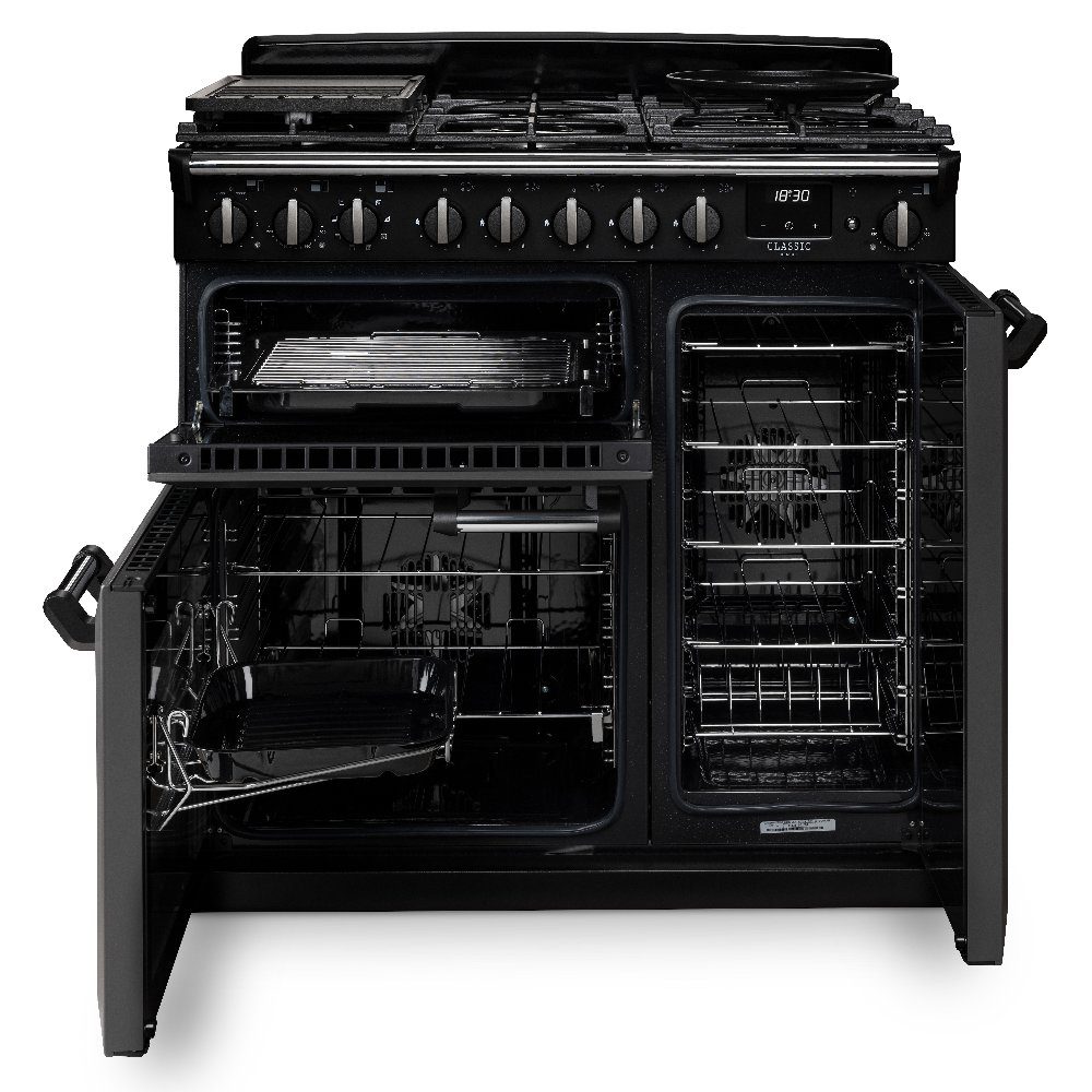Rangemaster Classic Deluxe 90cm Dual Fuel Range Cooker Chrome Trim 14543 CLDL90DFPBOR/CM1 - Bordeaux Rangemaster Classic Deluxe 90cm Dual Fuel Range Cooker Chrome Trim 14543 CLDL90DFPBOR/CM1 - Bordeaux