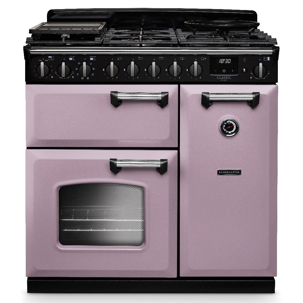 Rangemaster  Classic Deluxe 90cm Dual Fuel Range Cooker Chrome Trim 17799 CLDL90DFPHTH/CM1 - Heather