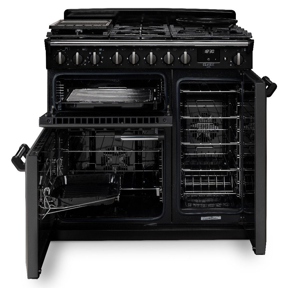 Rangemaster Classic Deluxe 90cm Dual Fuel Range Cooker Chrome Trim 14539 CLDL90DFPMGR/CM1 - Mineral Green Rangemaster Classic Deluxe 90cm Dual Fuel Range Cooker Chrome Trim 14539 CLDL90DFPMGR/CM1 - Mineral Green