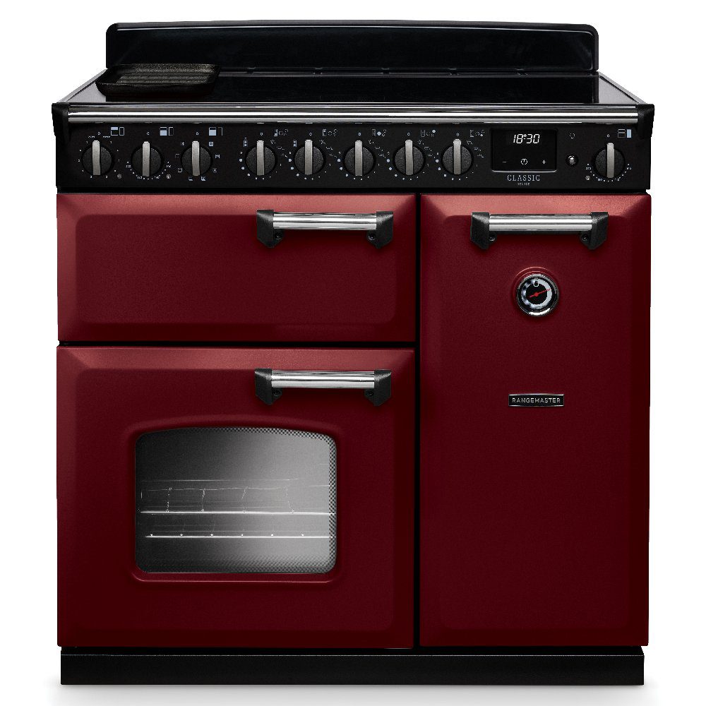 Rangemaster  Classic Deluxe 90cm Induction Range Cooker Chrome Trim 14594 CLDL90EIPBOR/CM1 - Bordeaux
