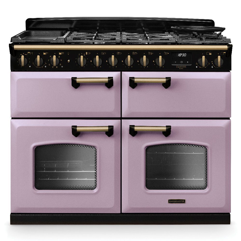 Rangemaster  Classic Deluxe BC 110cm Dual Fuel Range Cooker Antique Brass Trim 18419 CLDLB110DFPHTH/AB1 - Heather