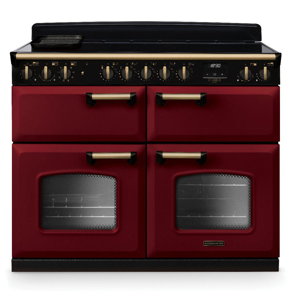 Rangemaster  Classic Deluxe BC 110cm Induction Range Cooker Antique Brass Trim 18389 CLDLB110EIPBOR/AB1 - Bordeaux