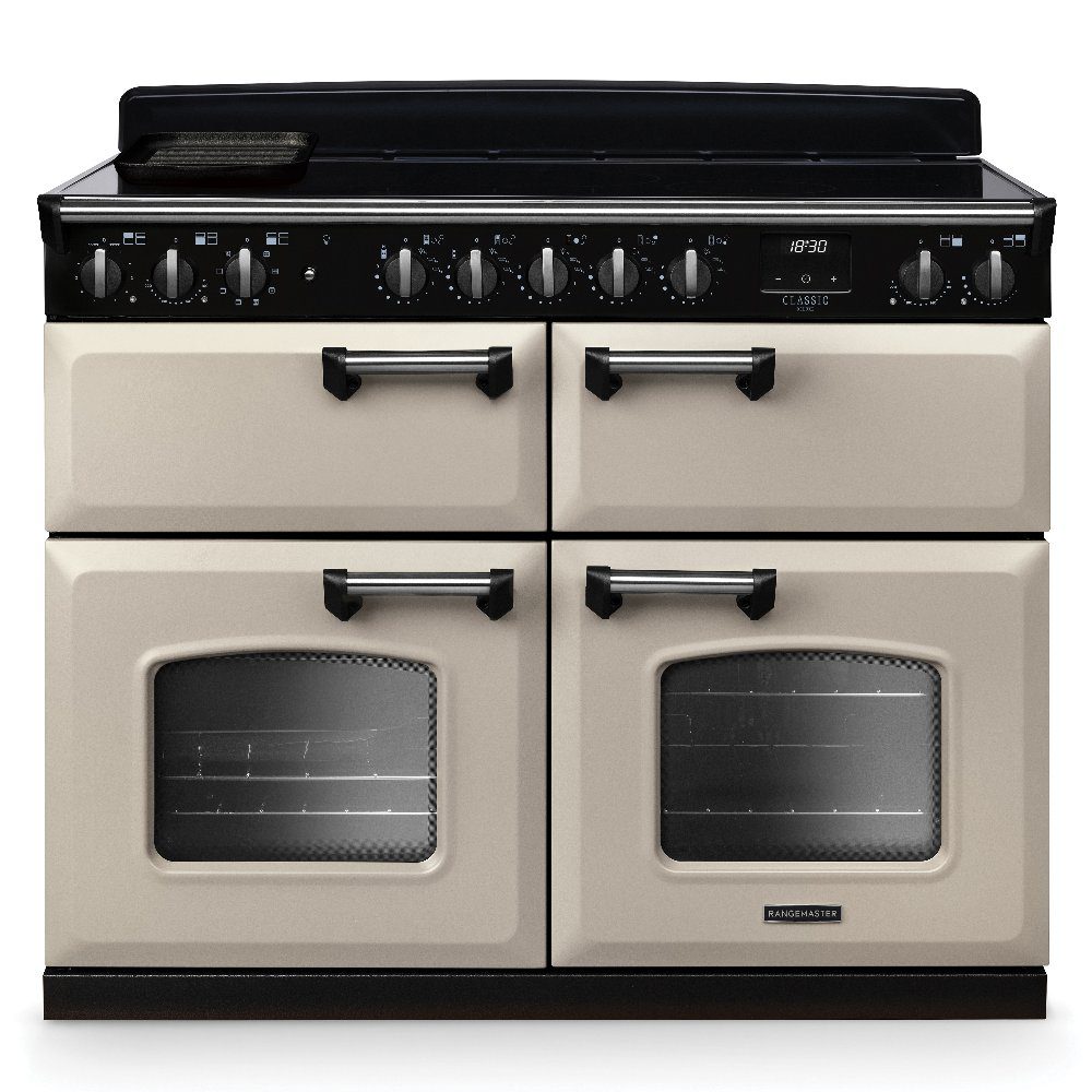 Rangemaster  Classic Deluxe BC 110cm Induction Range Cooker Chrome Trim 14930 CLDLB110EIPPCR/CM1 - Pale Cream
