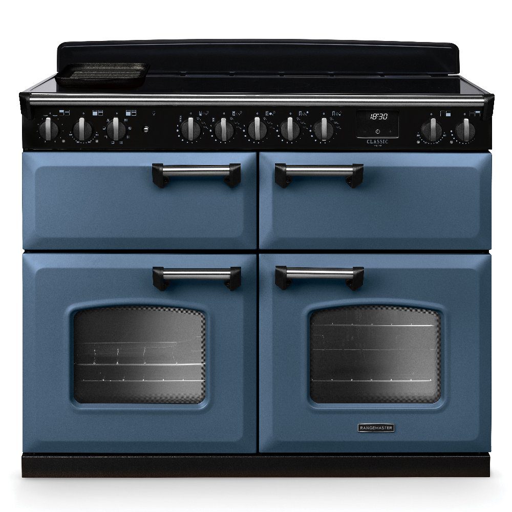 Rangemaster  Classic Deluxe BC 110cm Induction Range Cooker Chrome Trim 14929 CLDLB110EIPSTB/CM1 - Stone Blue