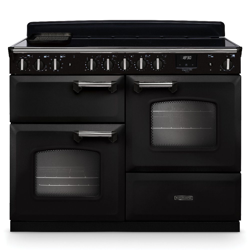 Rangemaster  Classic Deluxe OC 110cm Induction Range Cooker Chrome Trim 14758 CLDLO110EIPCBL/CM1 - Charcoal Black