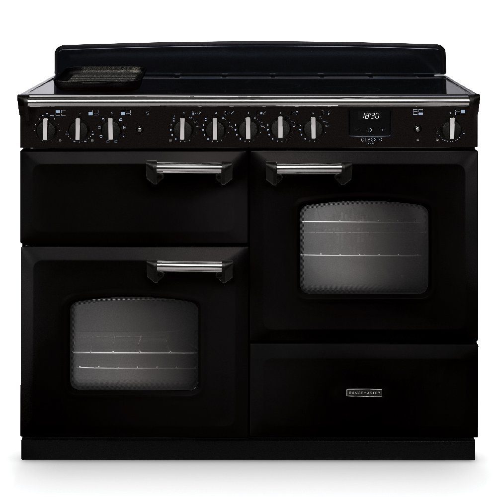 Rangemaster  Classic Deluxe OC 110cm Induction Range Cooker Chrome Trim 14757 CLDLO110EIPGBL/CM1 - Black