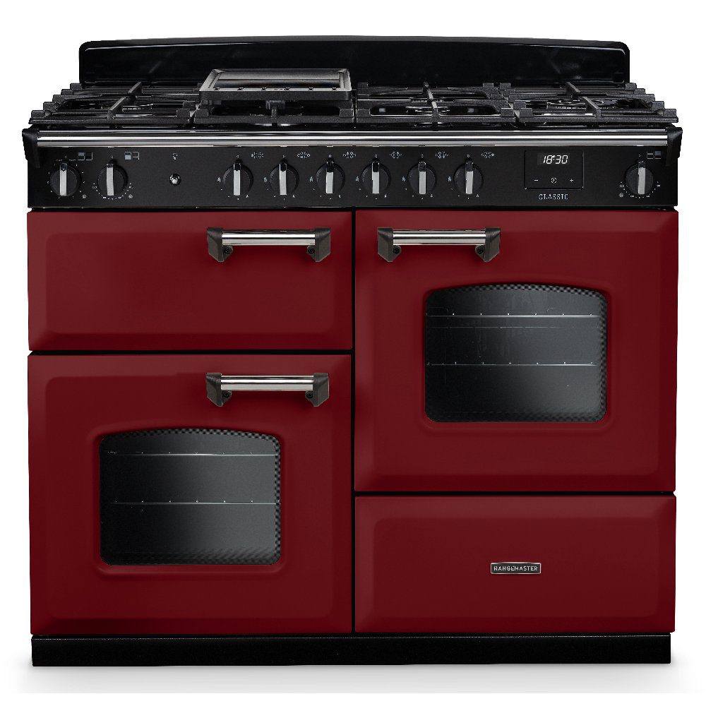 Rangemaster  Classic 110cm OC Dual Fuel Range Cooker Chrome Trim 14217 CLO110DFPBOR/CM1 - Bordeaux