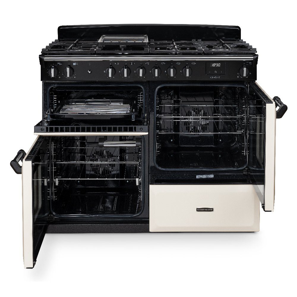 Rangemaster Classic 110cm OC Dual Fuel Range Cooker Chrome Trim 14216 CLO110DFPPCR/CM1 - Pale Cream Rangemaster Classic 110cm OC Dual Fuel Range Cooker Chrome Trim 14216 CLO110DFPPCR/CM1 - Pale Cream
