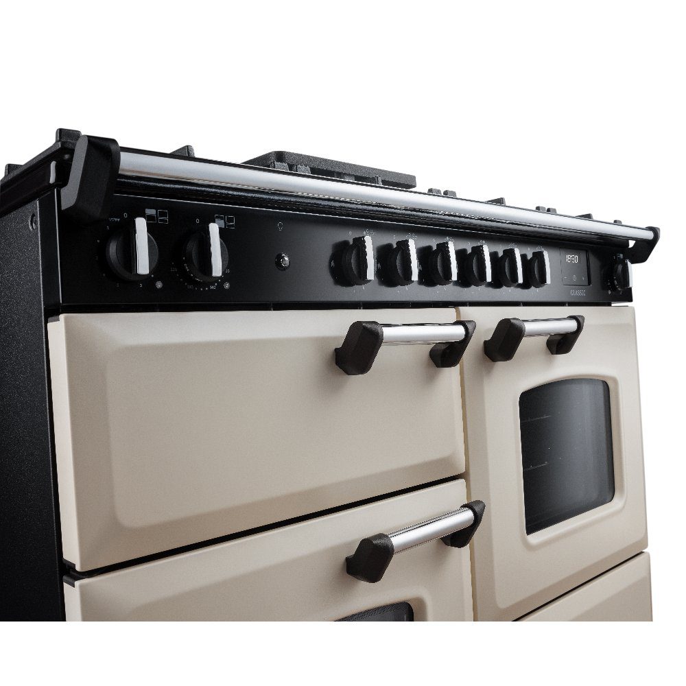 Rangemaster Classic 110cm OC Dual Fuel Range Cooker Chrome Trim 14216 CLO110DFPPCR/CM1 - Pale Cream Rangemaster Classic 110cm OC Dual Fuel Range Cooker Chrome Trim 14216 CLO110DFPPCR/CM1 - Pale Cream