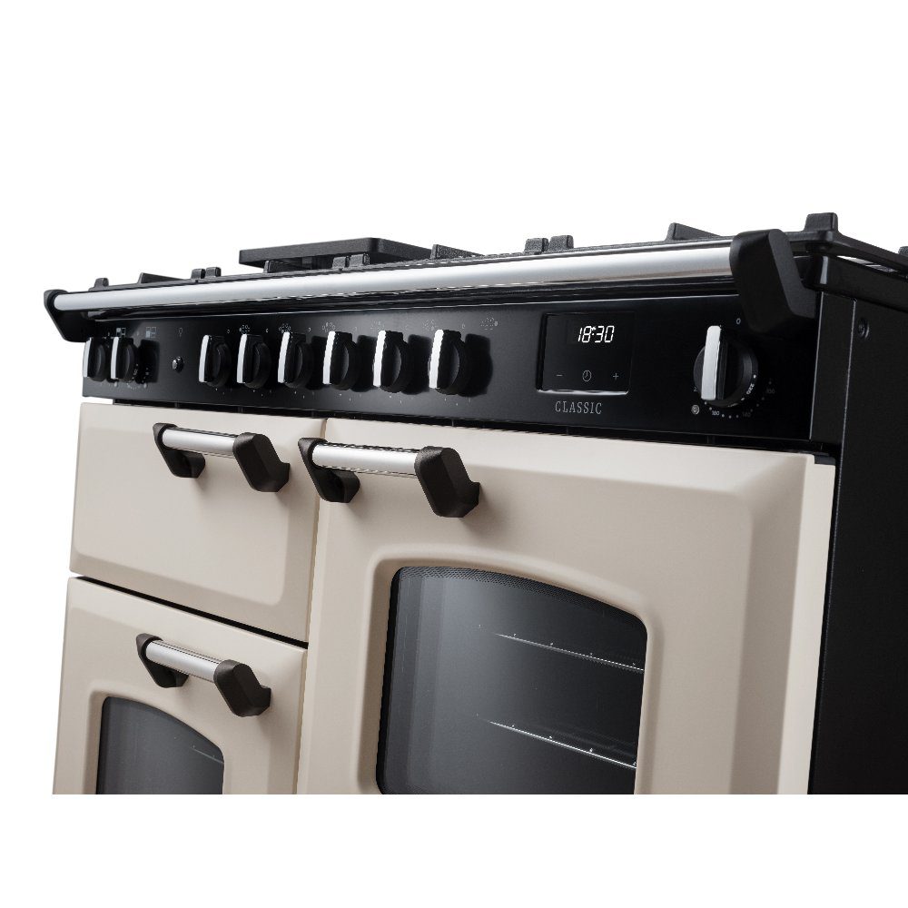 Rangemaster Classic 110cm OC Dual Fuel Range Cooker Chrome Trim 14216 CLO110DFPPCR/CM1 - Pale Cream Rangemaster Classic 110cm OC Dual Fuel Range Cooker Chrome Trim 14216 CLO110DFPPCR/CM1 - Pale Cream