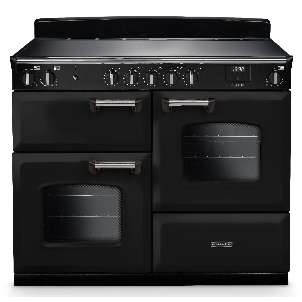 Rangemaster  Classic 110cm OC Induction Range Cooker Chrome Trim 14240 CLO110EIPGBL/CM1 - Black