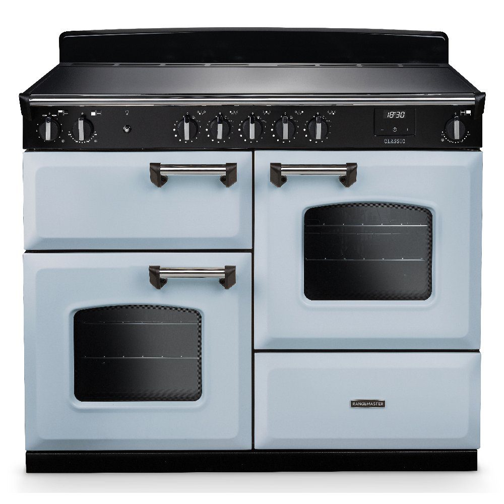 Rangemaster  Classic 110cm OC Induction Range Cooker Chrome Trim 14243 CLO110EIPMSB/CM1 - Misty Blue