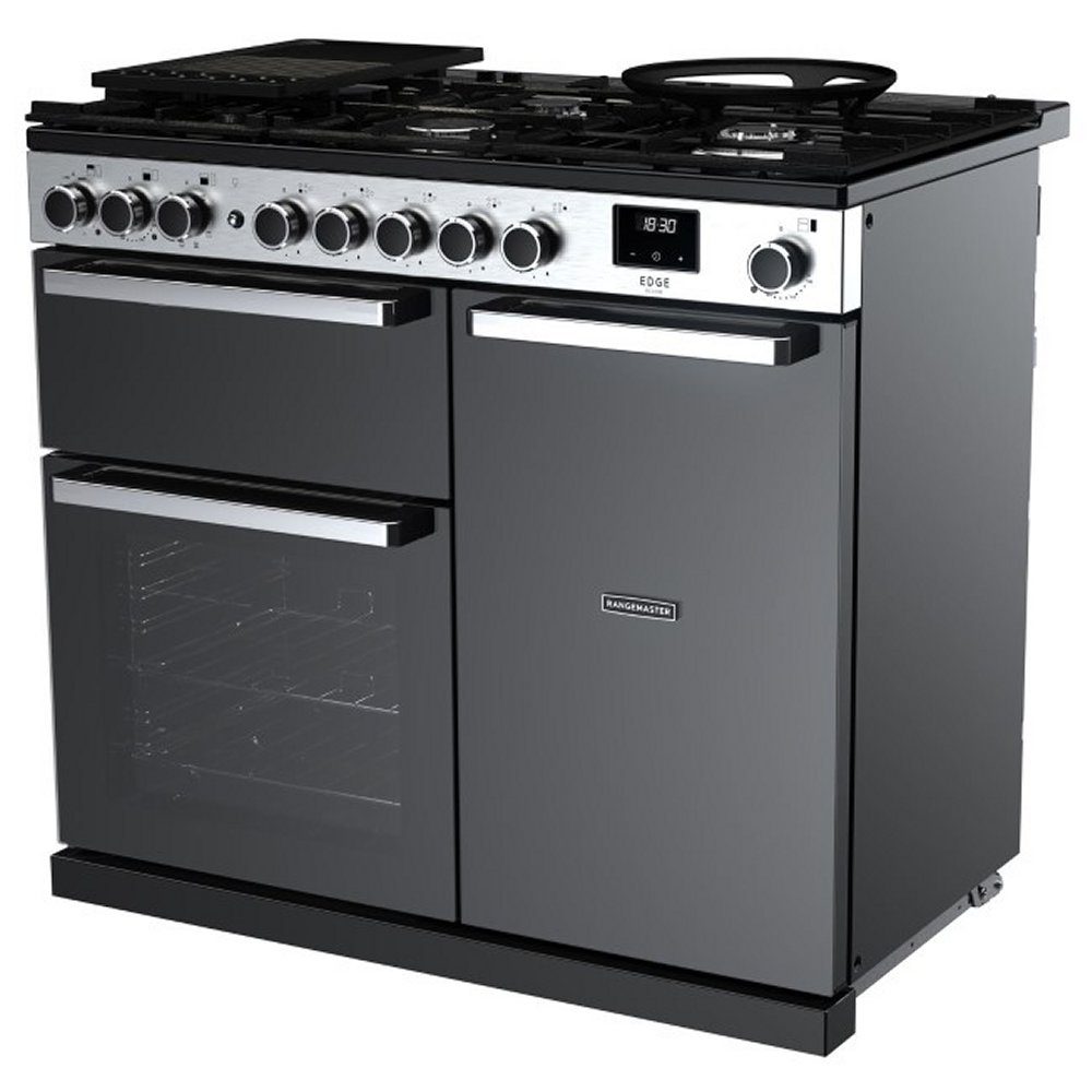 Rangemaster Edge Deluxe 100cm Dual Fuel Range Cooker With Chrome Trim 15808 EDDL100DFGBLK/CM1 - Black Rangemaster Edge Deluxe 100cm Dual Fuel Range Cooker With Chrome Trim 15808 EDDL100DFGBLK/CM1 - Black