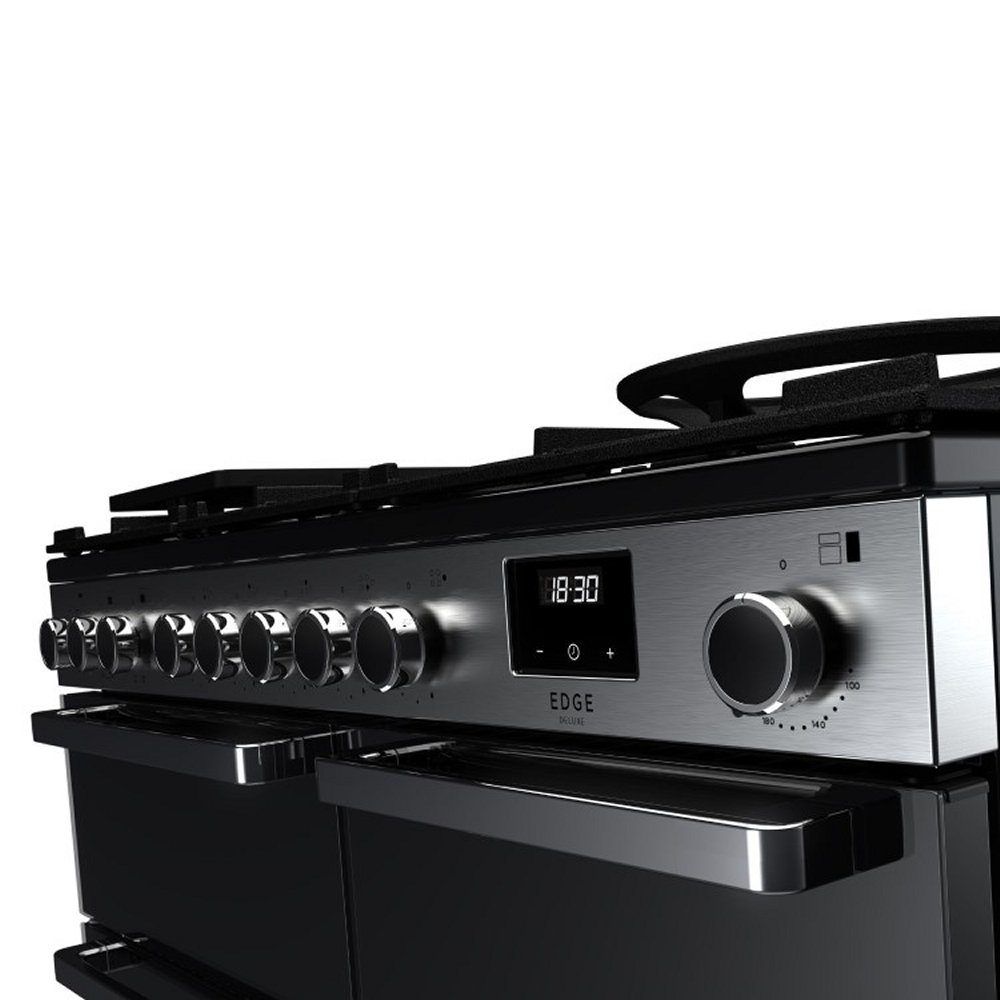 Rangemaster Edge Deluxe 100cm Dual Fuel Range Cooker With Chrome Trim 15808 EDDL100DFGBLK/CM1 - Black Rangemaster Edge Deluxe 100cm Dual Fuel Range Cooker With Chrome Trim 15808 EDDL100DFGBLK/CM1 - Black