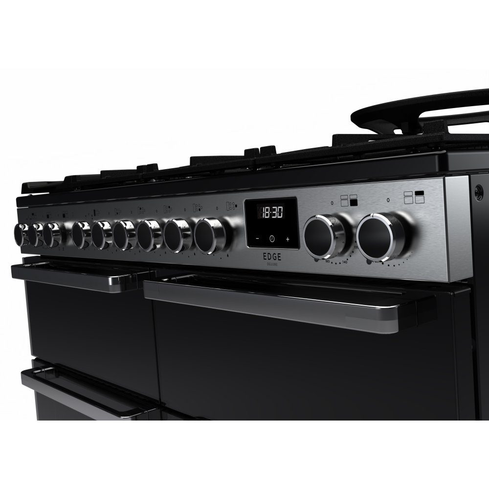 Rangemaster Edge Deluxe BC 110cm Dual Fuel Range Cooker With Chrome Trim 15828 EDDLB110DFGBLK/CM1 - Black Rangemaster Edge Deluxe BC 110cm Dual Fuel Range Cooker With Chrome Trim 15828 EDDLB110DFGBLK/CM1 - Black