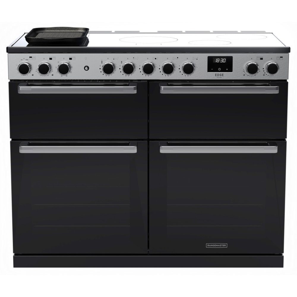 Rangemaster  Edge Deluxe BC 110cm Induction Range Cooker With Chrome Trim 15834 EDDLB110EIGBLK/CM1 - Black