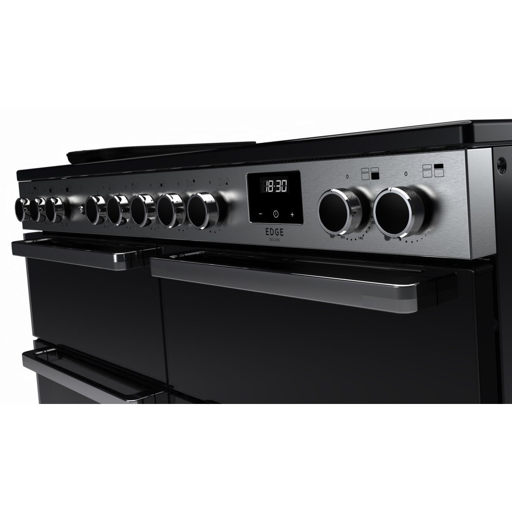 Rangemaster Edge Deluxe BC 110cm Induction Range Cooker With Chrome Trim 15834 EDDLB110EIGBLK/CM1 - Black Rangemaster Edge Deluxe BC 110cm Induction Range Cooker With Chrome Trim 15834 EDDLB110EIGBLK/CM1 - Black