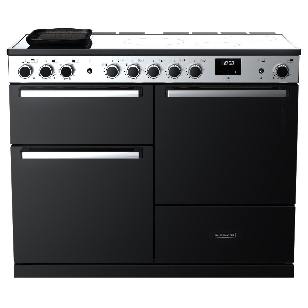 Rangemaster  Edge Deluxe OC 110cm Induction Range Cooker With Chrome Trim 15822 EDDLO110EIGBLK/CM1 - Black