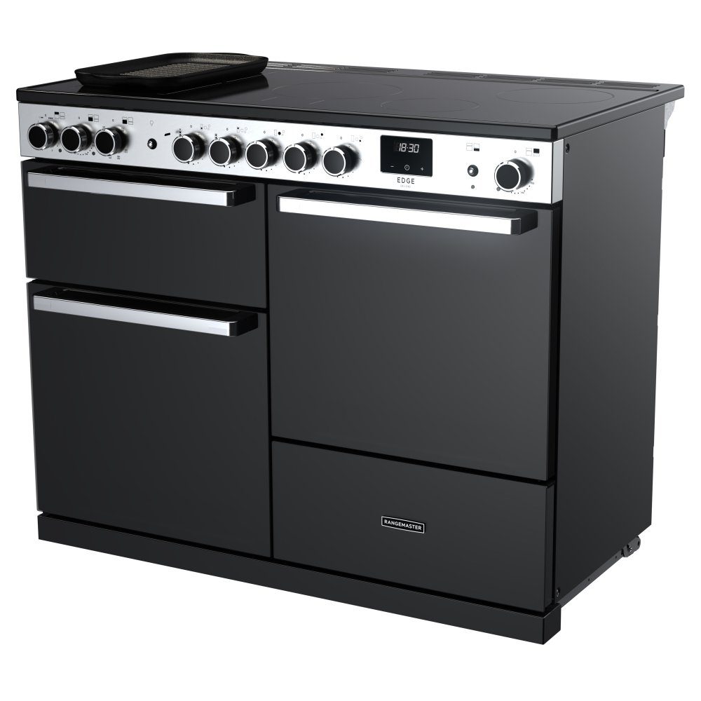 Rangemaster Edge Deluxe OC 110cm Induction Range Cooker With Chrome Trim 15822 EDDLO110EIGBLK/CM1 - Black Rangemaster Edge Deluxe OC 110cm Induction Range Cooker With Chrome Trim 15822 EDDLO110EIGBLK/CM1 - Black