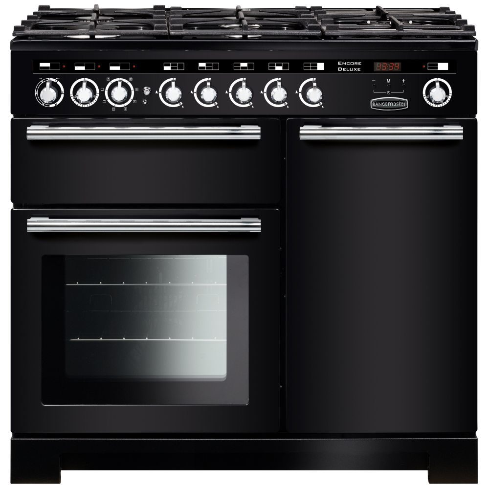 Rangemaster  Encore 100cm Deluxe Dual Fuel Range Cooker 117220 EDL100DFFBL/C - Black