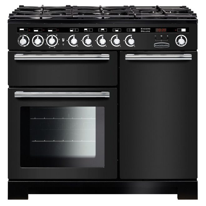 Rangemaster  Encore 100cm Deluxe Dual Fuel Range Cooker 127700 EDL100DFFCB/C - Charcoal Black