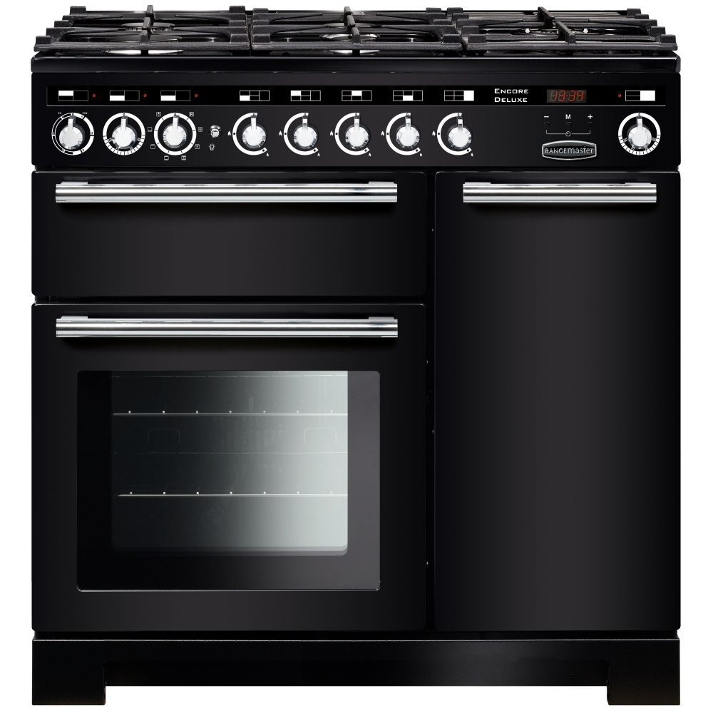 Rangemaster  Encore 90cm Deluxe Dual Fuel Range Cooker 117180 EDL90DFFBL/C - Black
